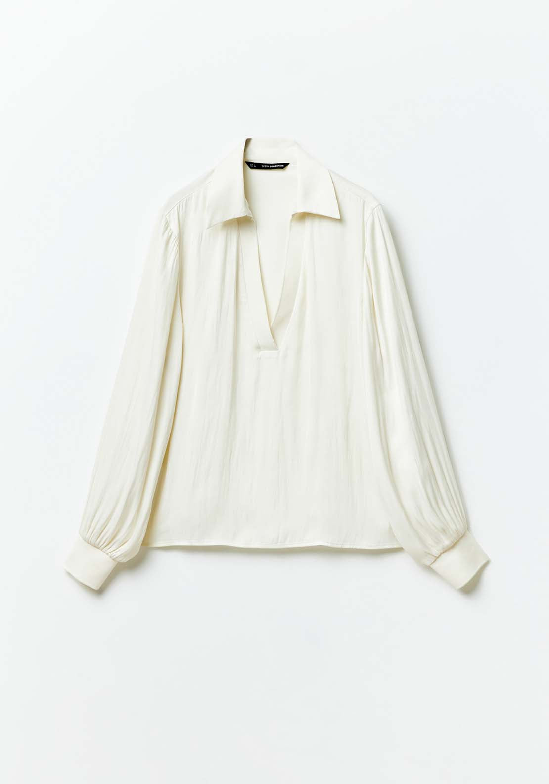 Sfera V-neck top - White Ecru 7 Shaws Department Stores