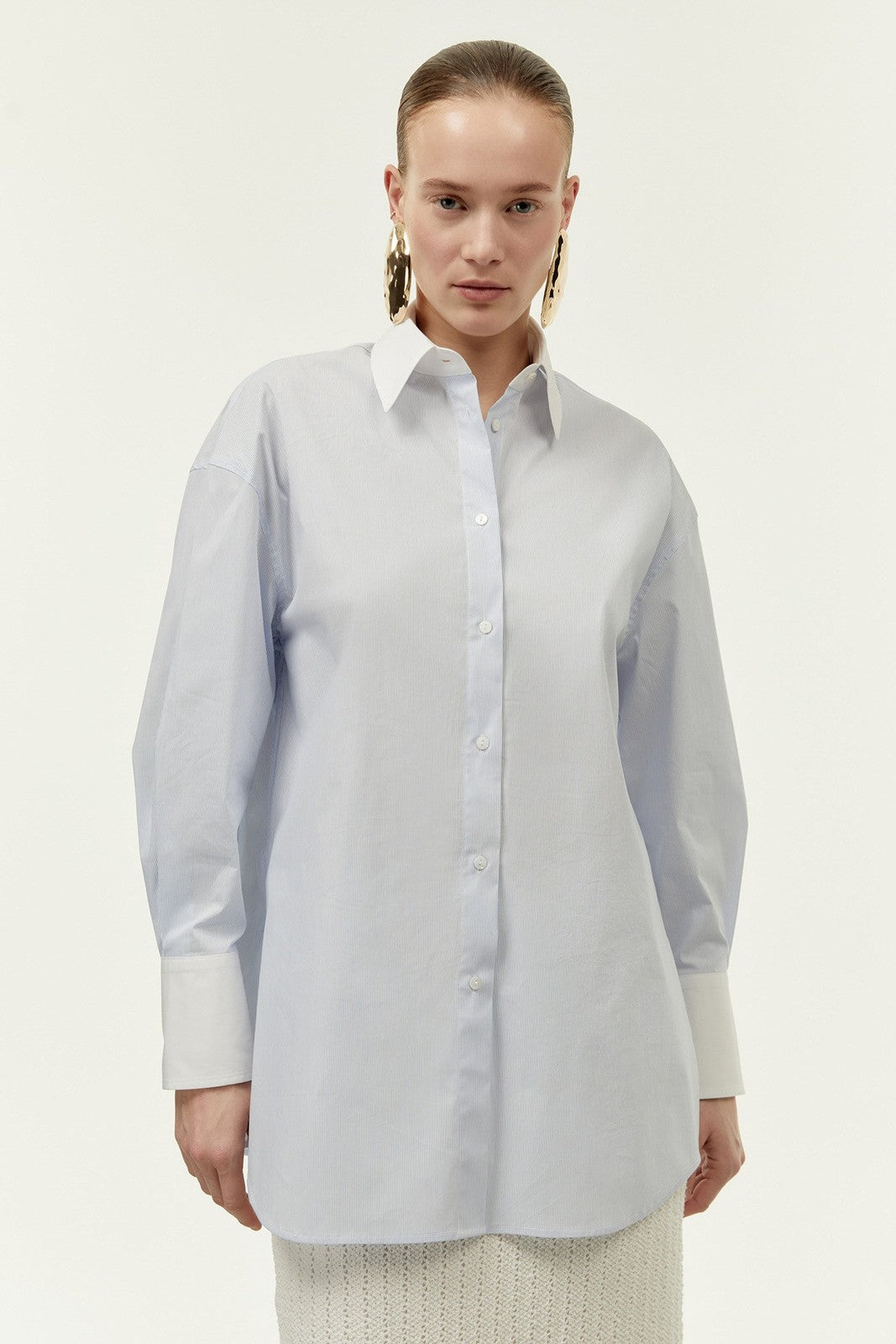 Sfera Stripes pointed-collar shirt - Light Blue 2 Shaws Department Stores