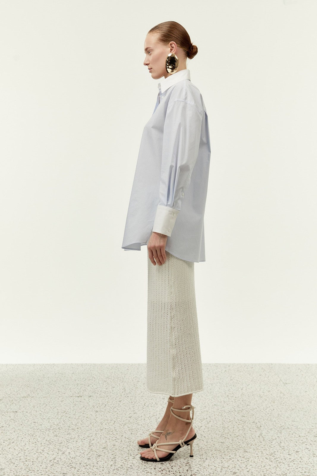 Sfera Stripes pointed-collar shirt - Light Blue 4 Shaws Department Stores