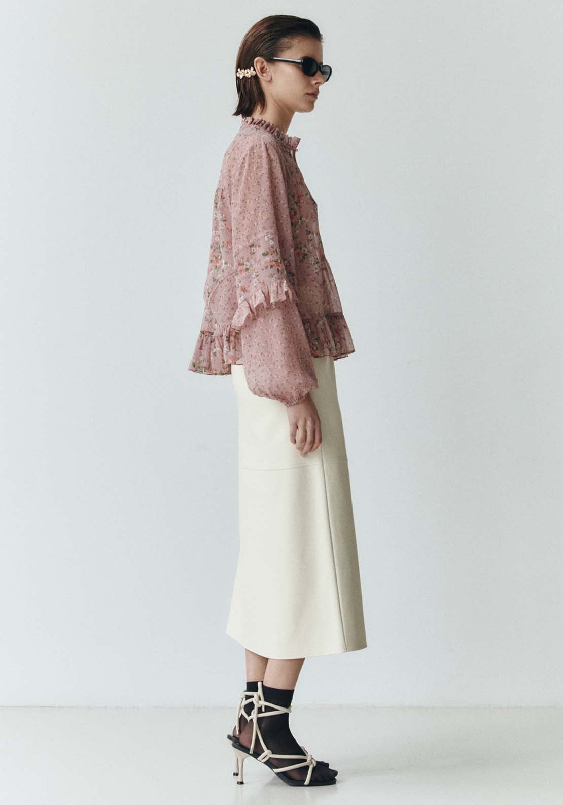 Sfera Long Sleeve Flower Print Blouse - Print Pink 4 Shaws Department Stores