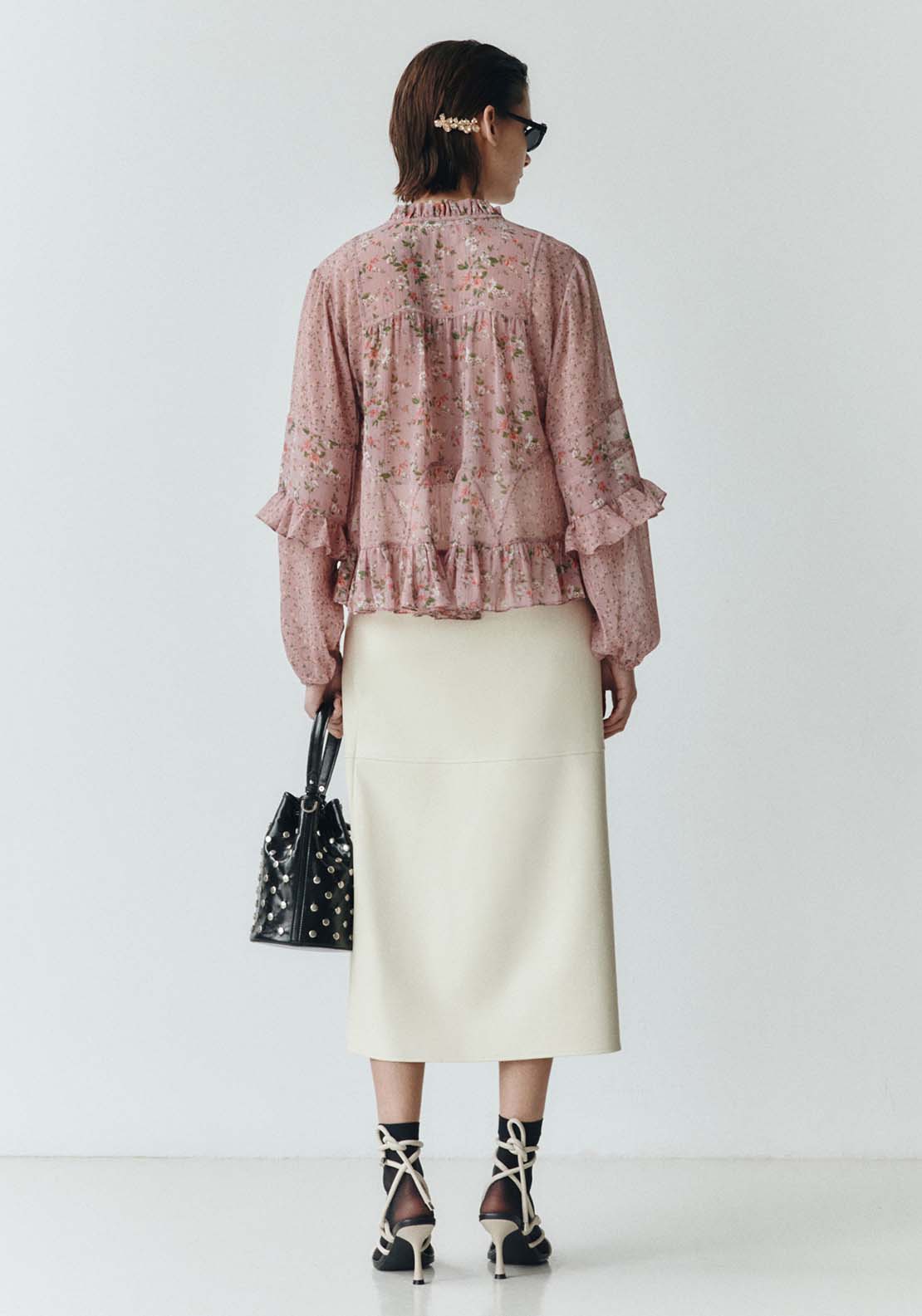 Sfera Long Sleeve Flower Print Blouse - Print Pink 5 Shaws Department Stores