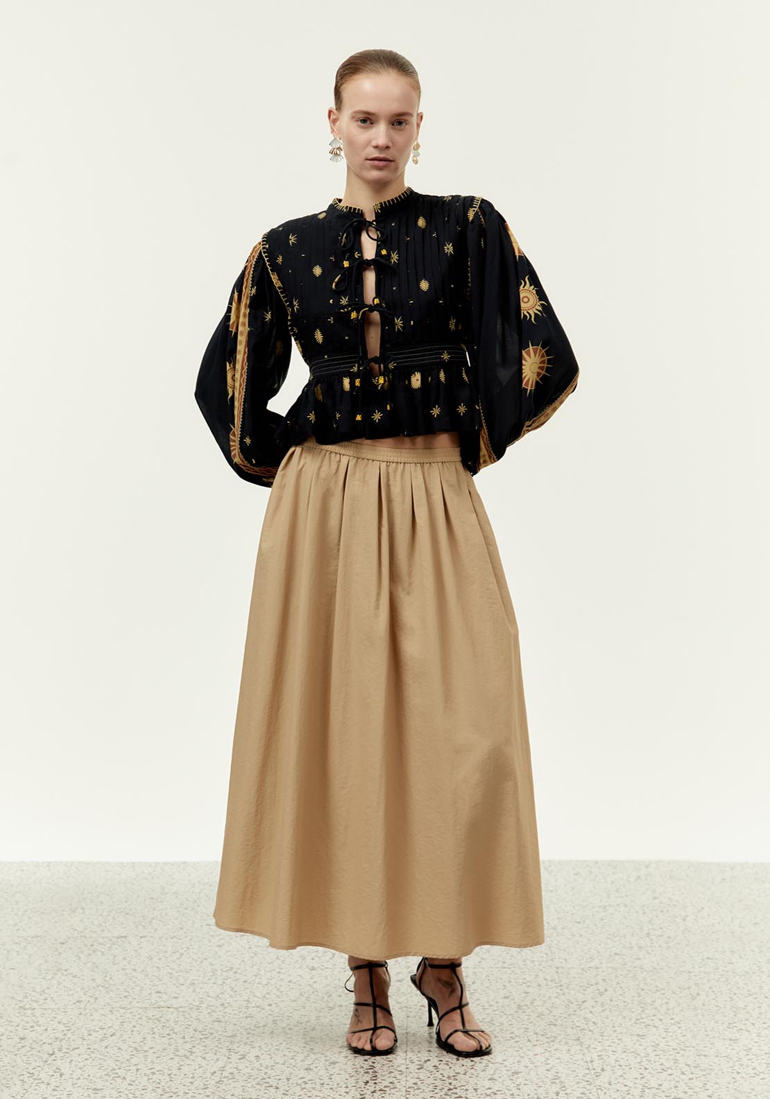 Sfera Embroidered overshirt - Print Green 1 Shaws Department Stores