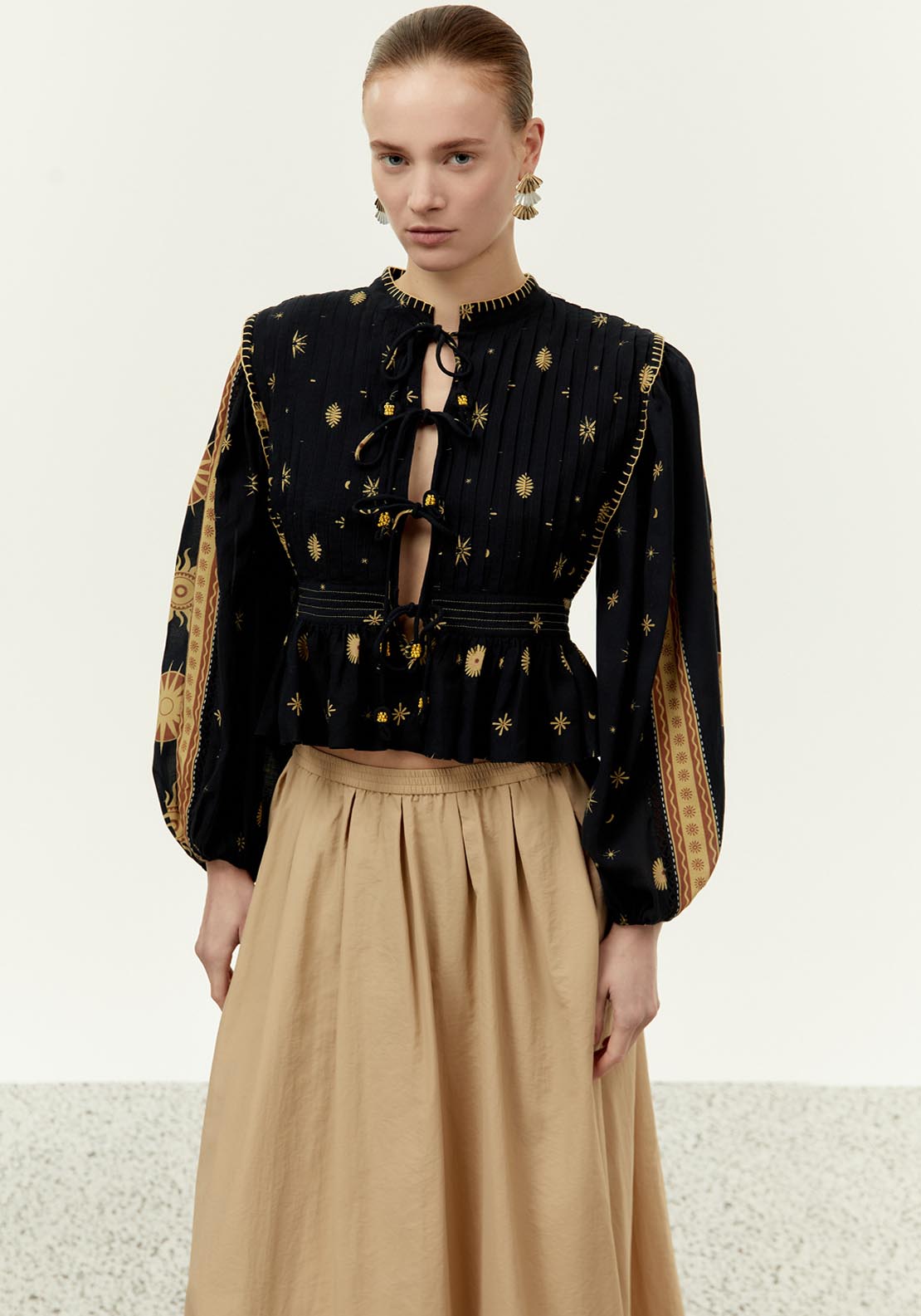 Sfera Embroidered overshirt - Print Green 2 Shaws Department Stores