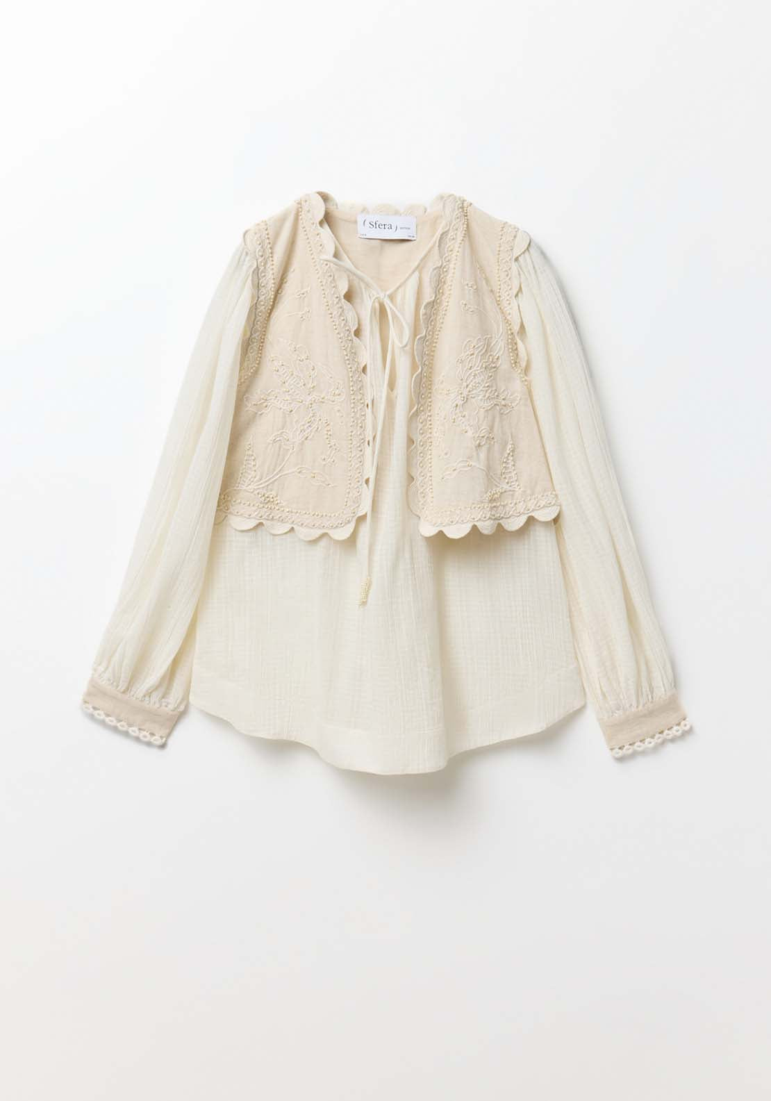 Sfera Matching Blouse And Waistcoat - Off White 6 Shaws Department Stores