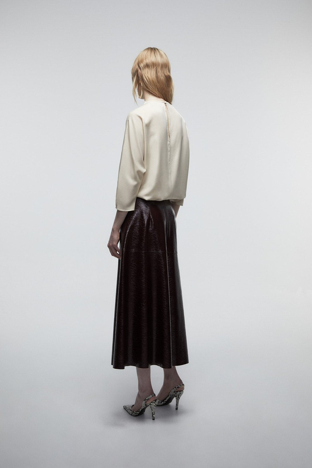 Draped Mock Neck Top - Cream