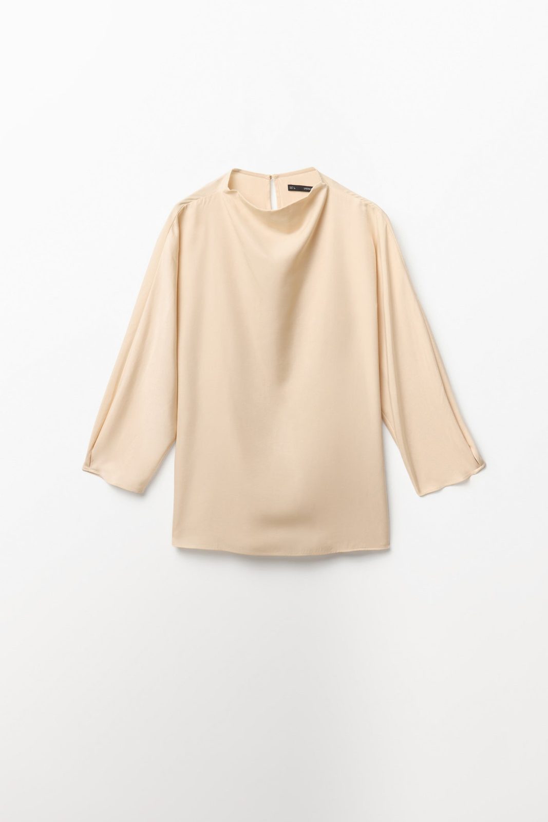 Draped Mock Neck Top - Cream