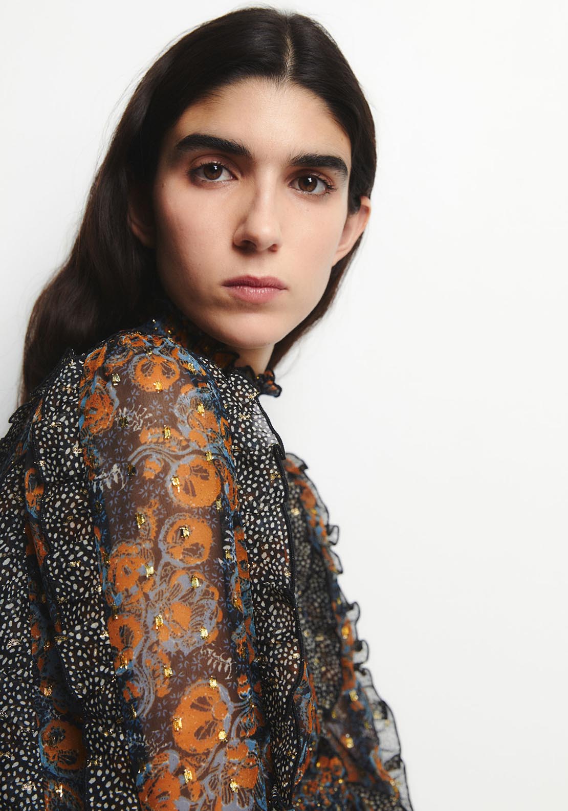 Printed Lurex Top - Black