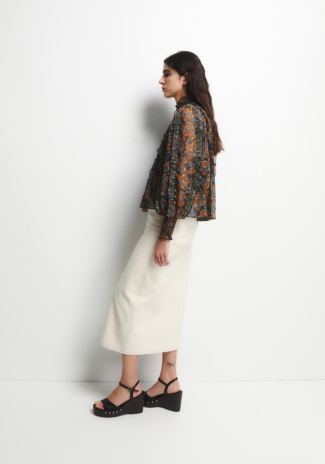 Printed Lurex Top - Black