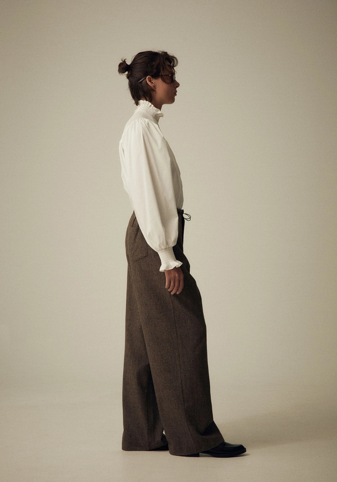Poplin Neck Top - White