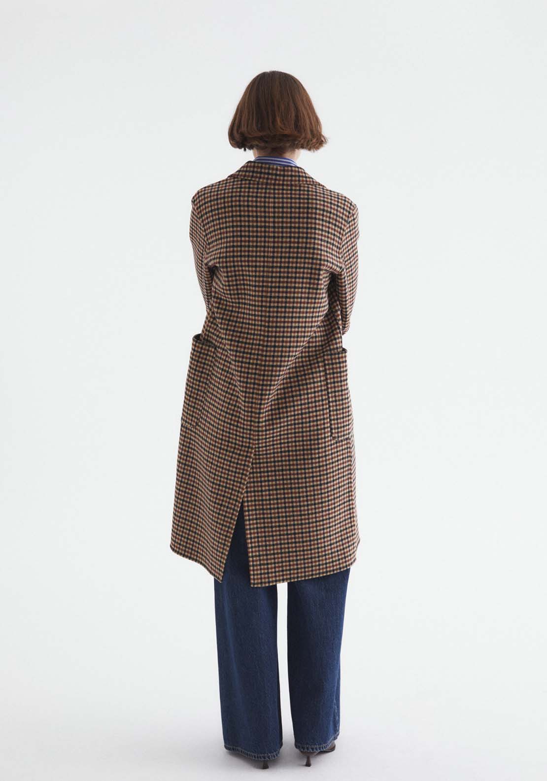 Sfera Single Breasted Checkered Coat - Brown 3 Shaws Department Stores