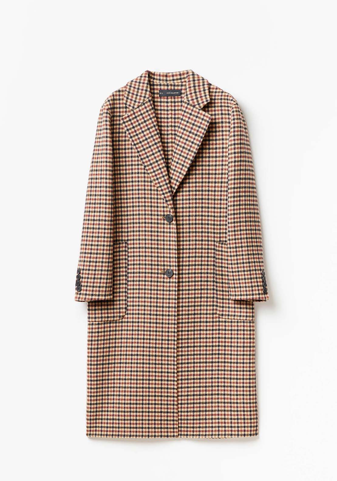 Sfera Single Breasted Checkered Coat - Brown 6 Shaws Department Stores