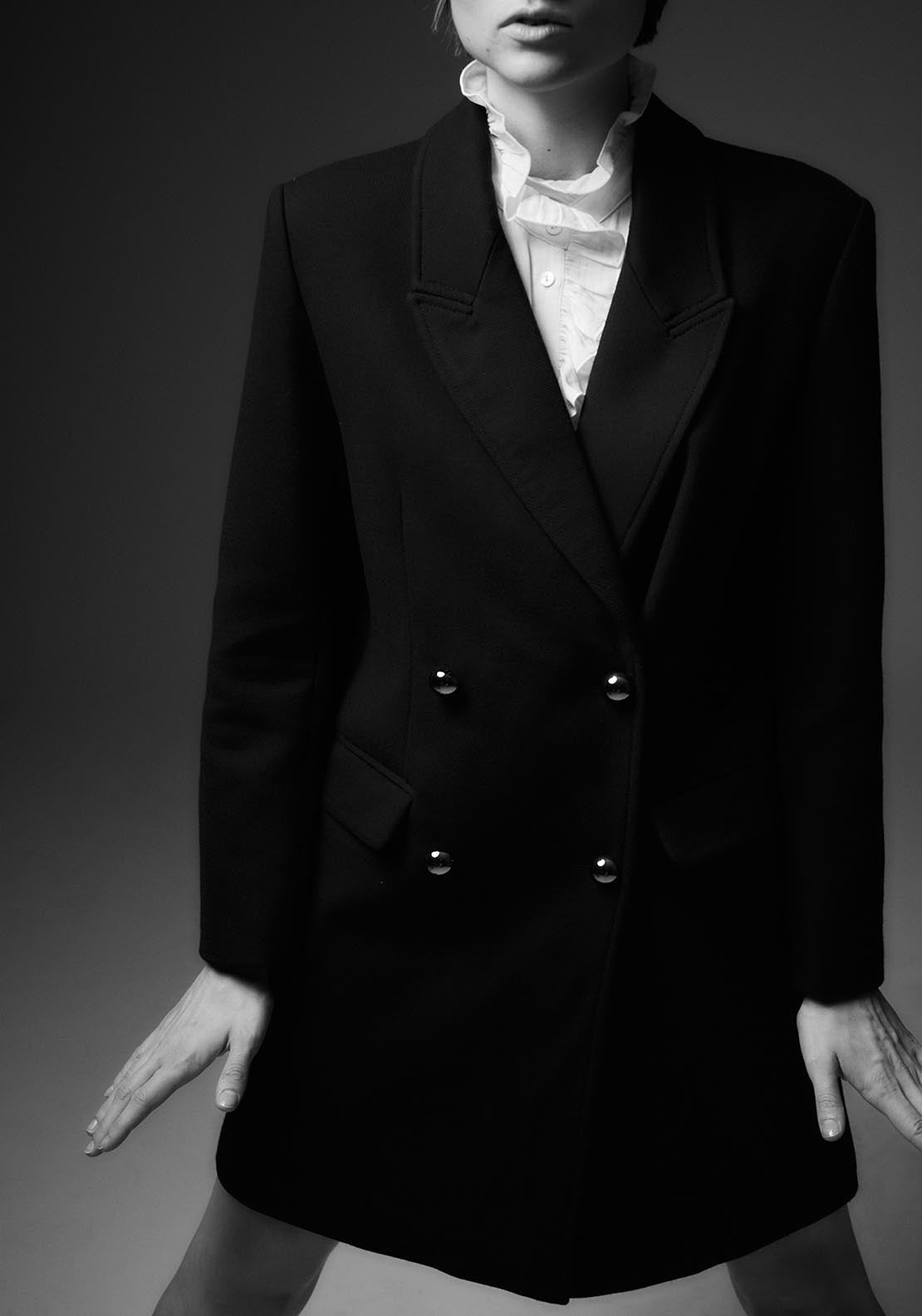 Sfera Buttons crossover coat - Black 4 Shaws Department Stores