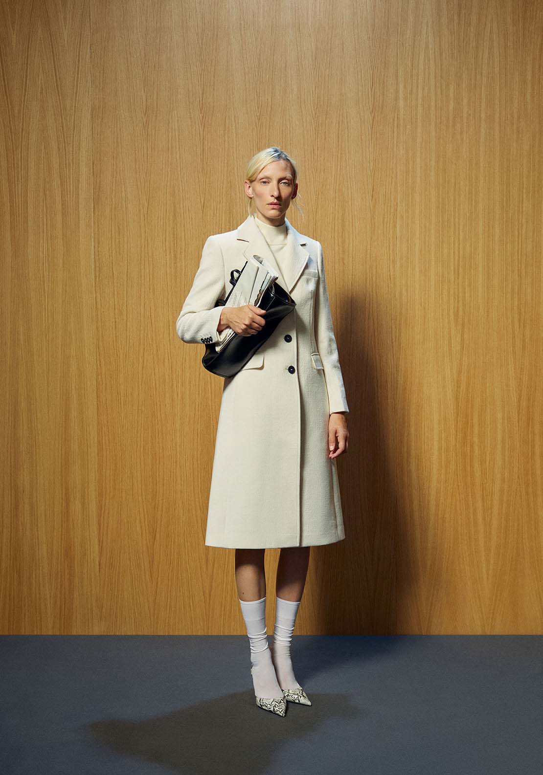 Lapel Collar Coat - Cream