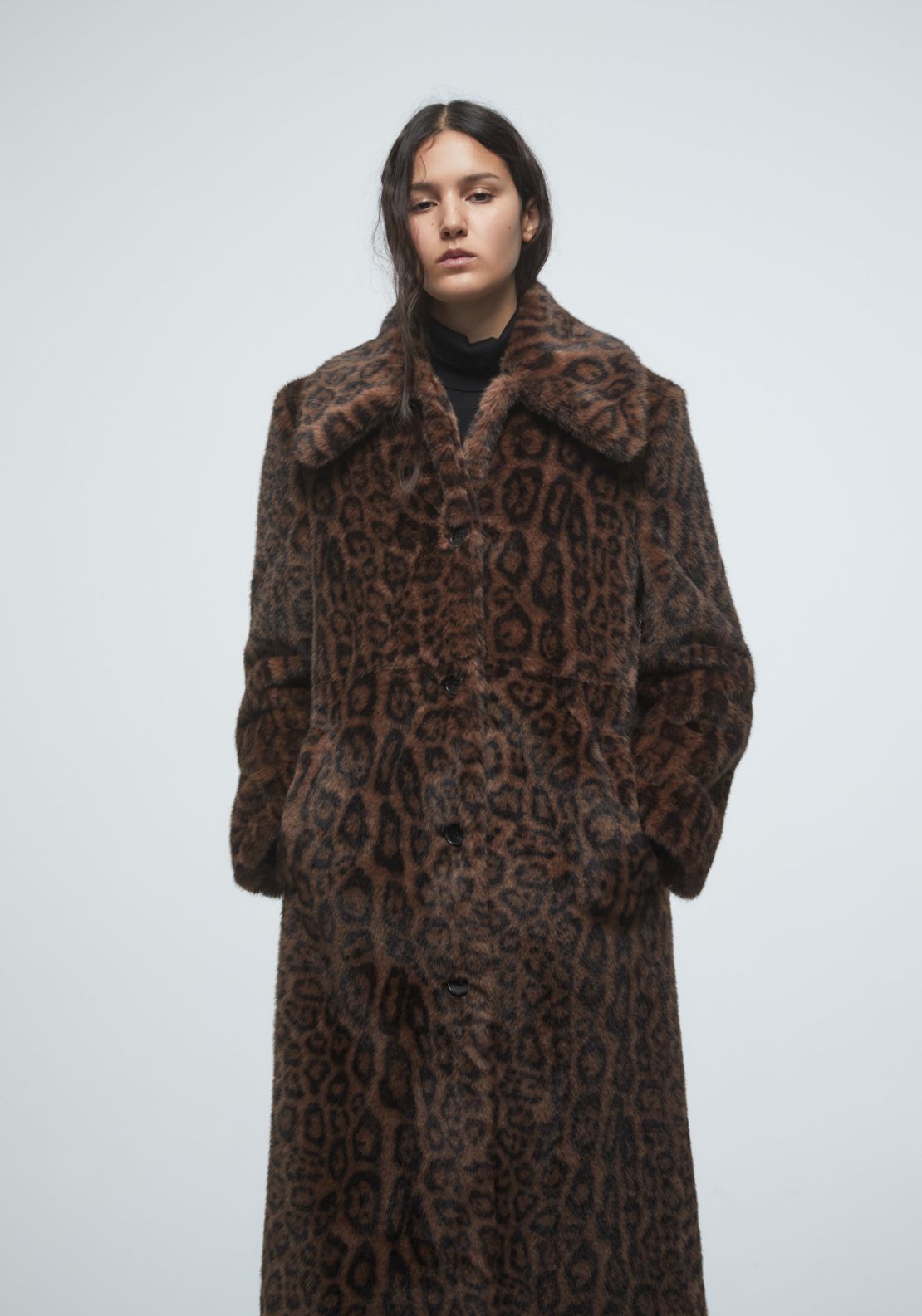 Leopard Print Coat - Brown