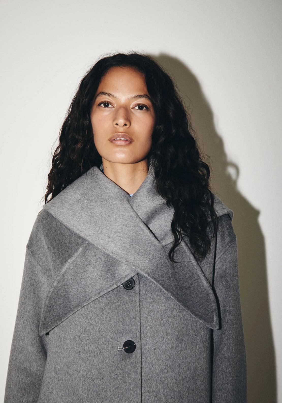 Handmade Scarf Detail Coat - Grey