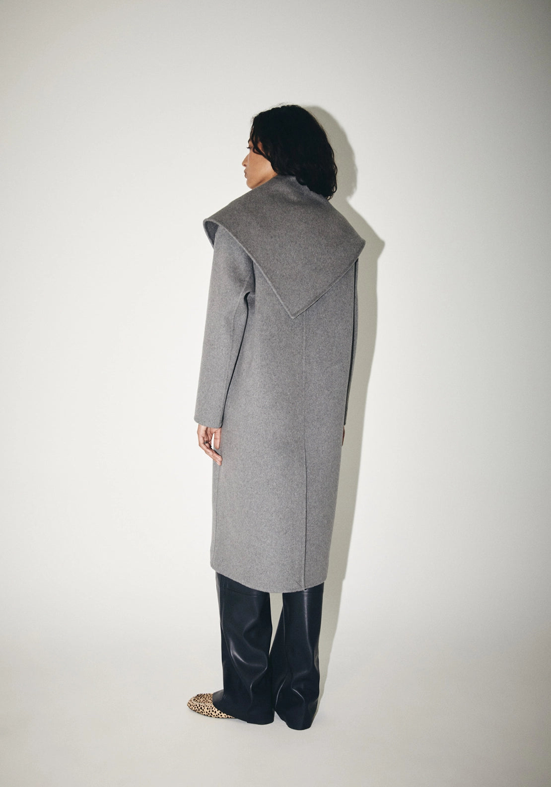Handmade Scarf Detail Coat - Grey