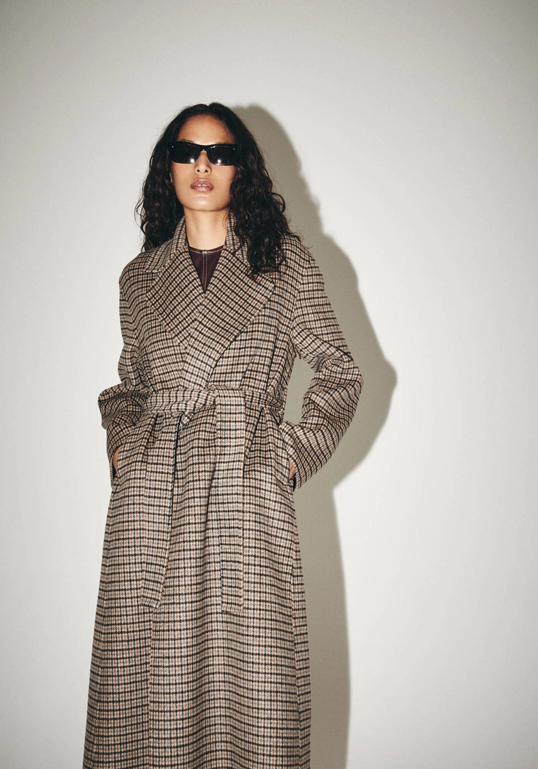 Check Wrap Coat - Pink