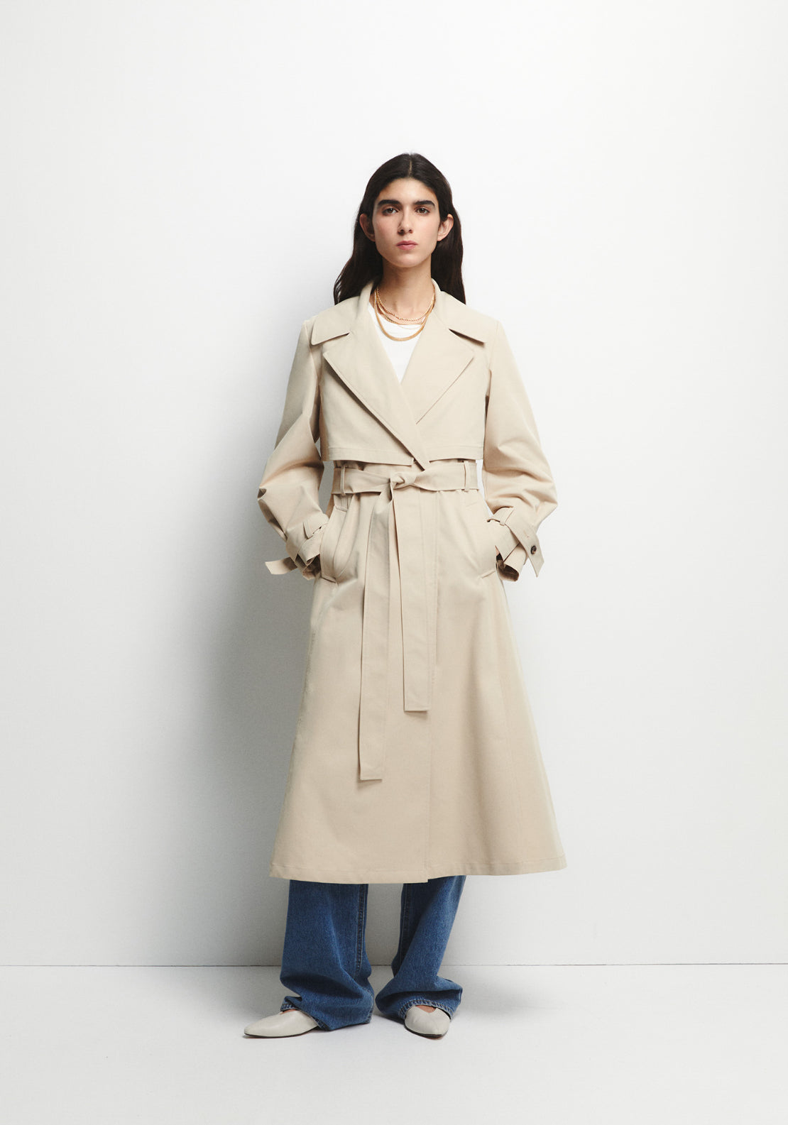 Belted Trench Coat - Brown