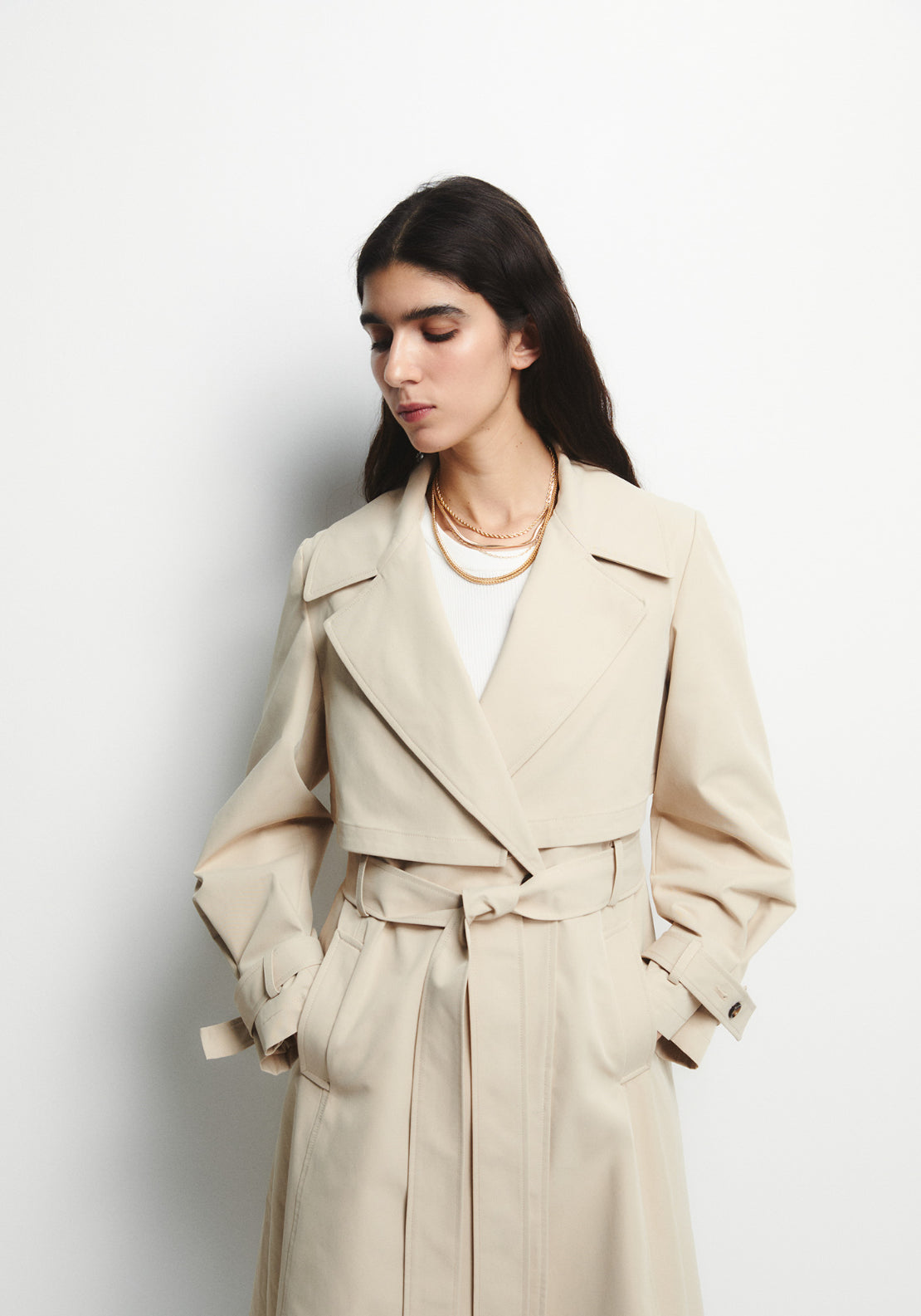 Belted Trench Coat - Brown