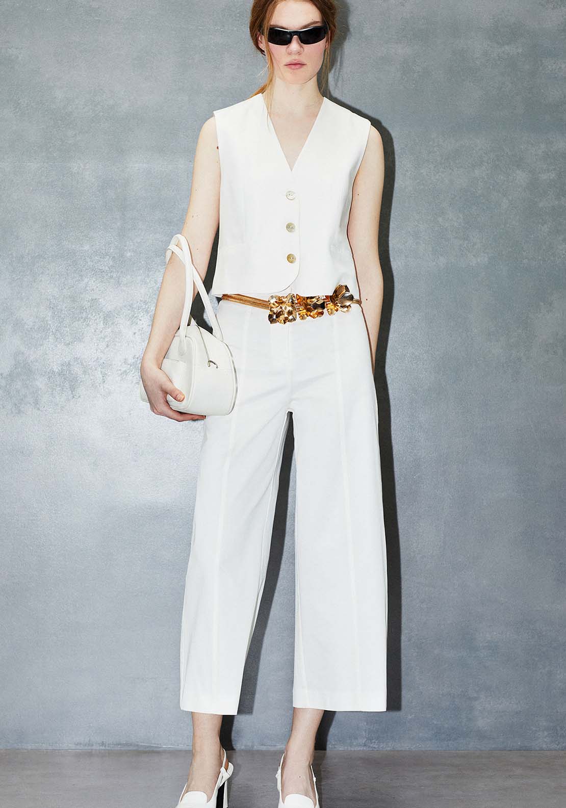 Sfera Short Waistcoat - White 5 Shaws Department Stores