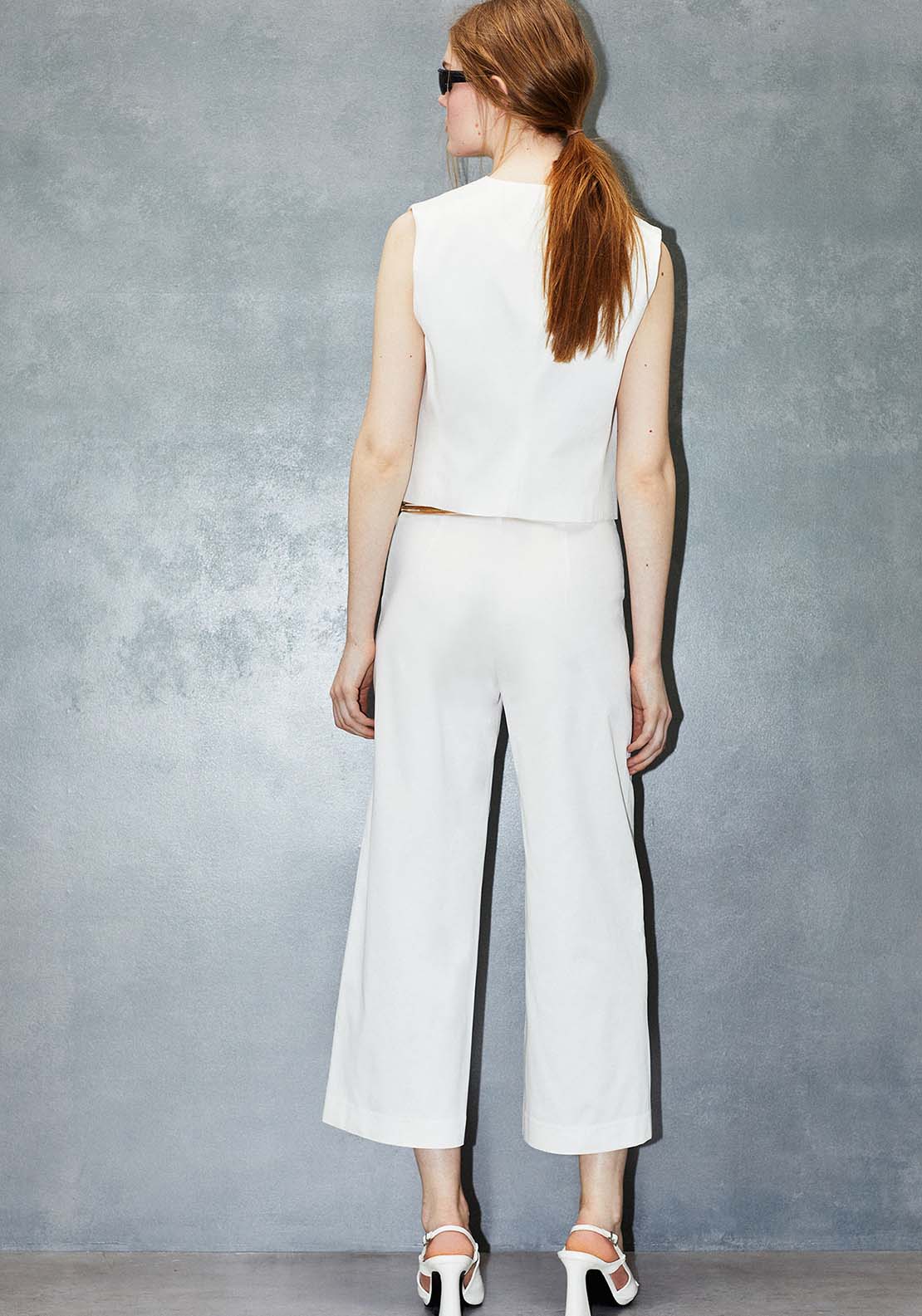 Sfera Short Waistcoat - White 2 Shaws Department Stores