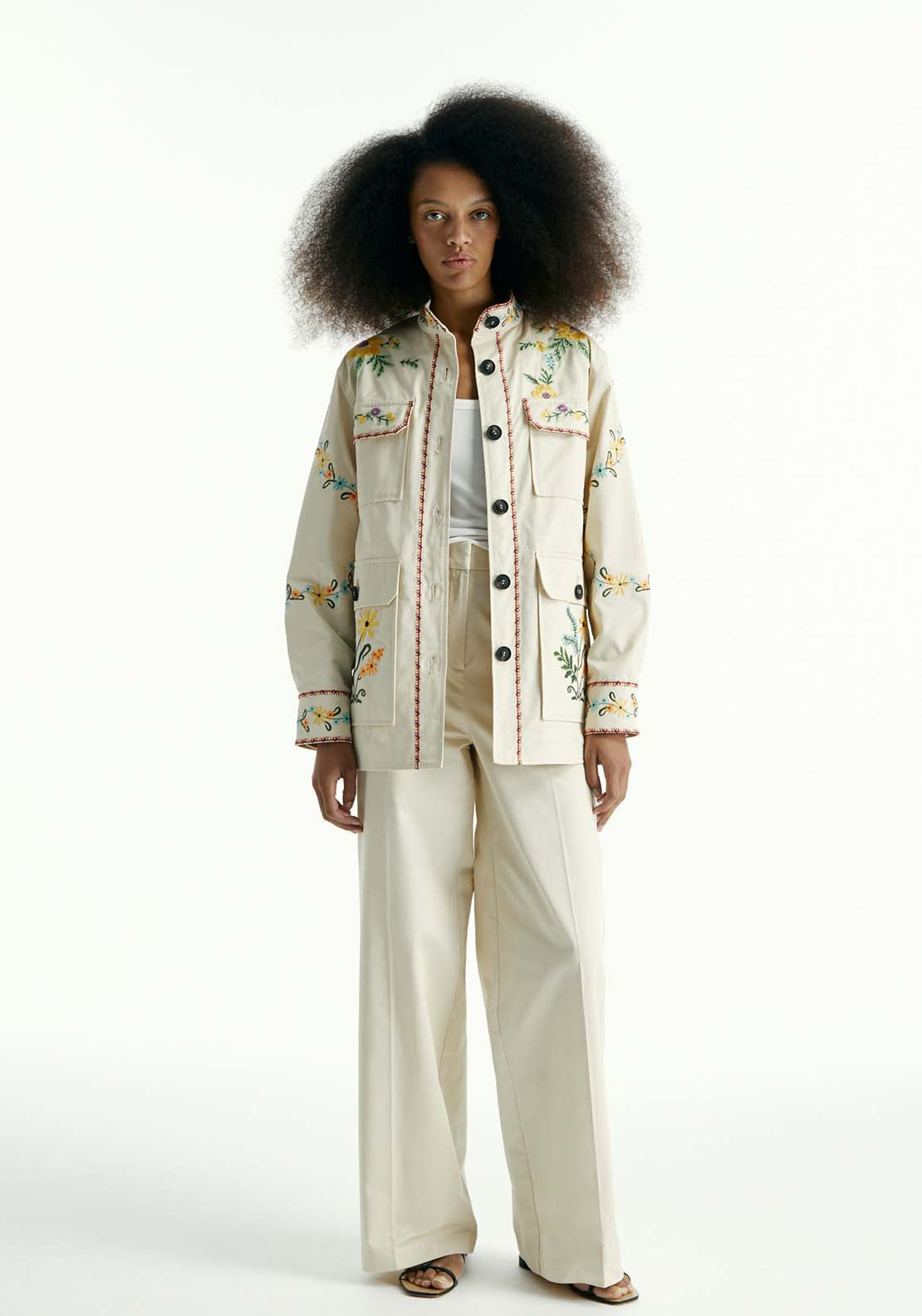 Sfera Embroidered Parka - Off White 5 Shaws Department Stores