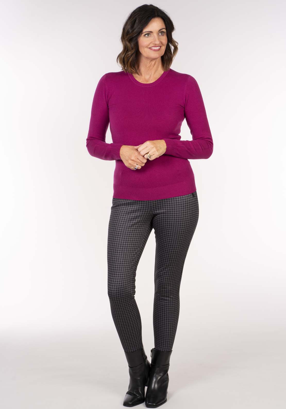 Tea Lane Basic Sweater - Berry 6 Shaws Department Stores