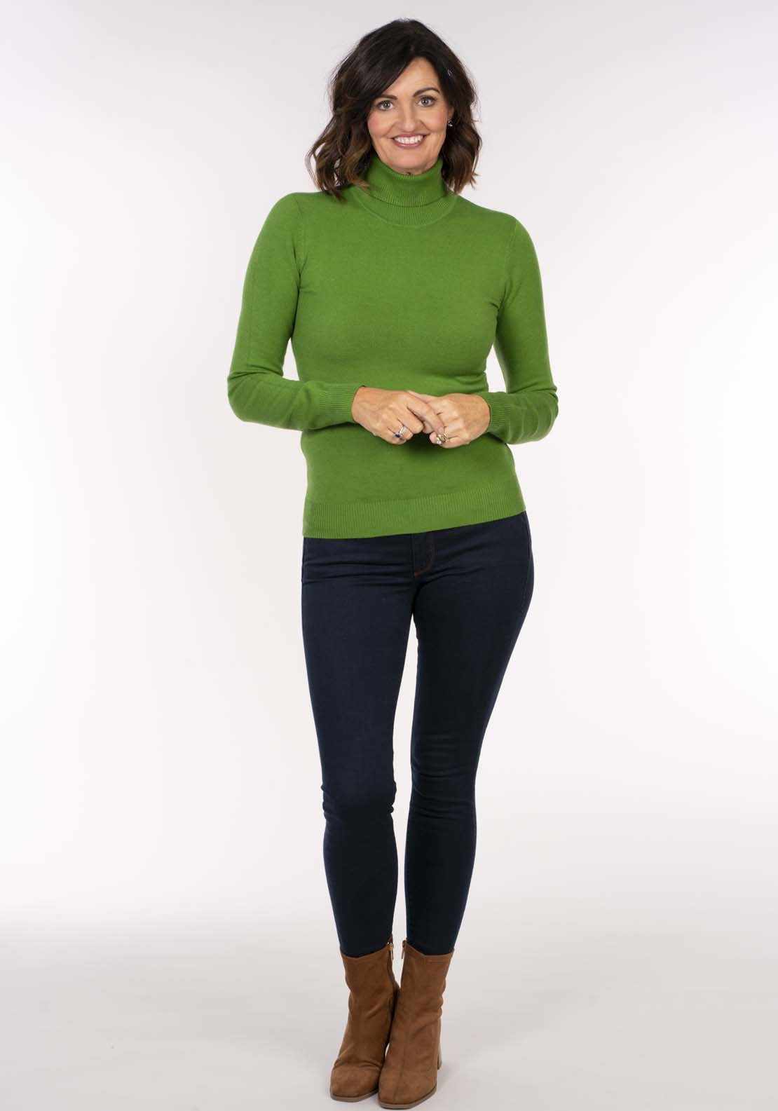 Tea Lane Perkins Neck Sweater - Green 3 Shaws Department Stores