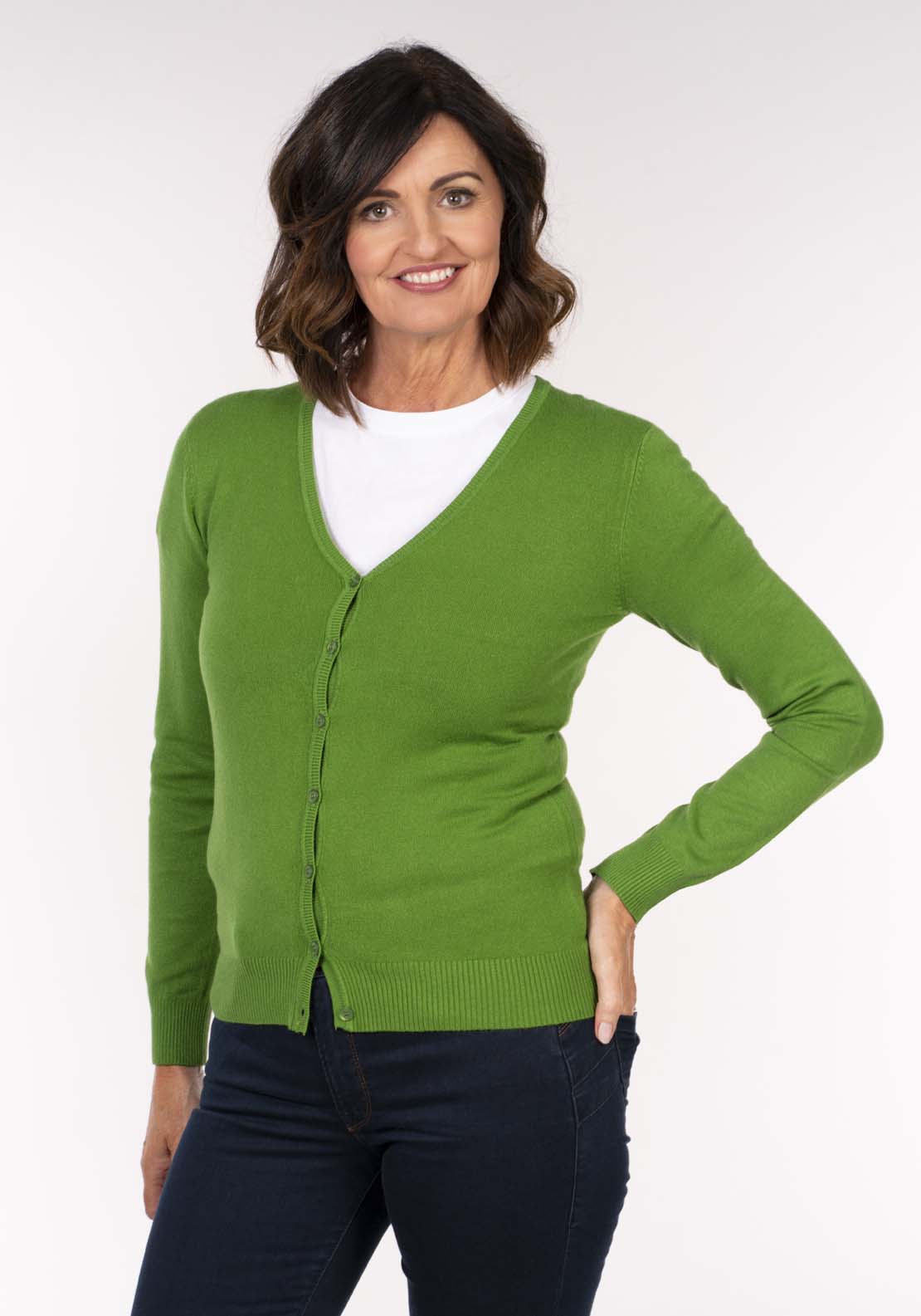 Tea Lane Basic Cardigan - Green 1 Shaws Department Stores