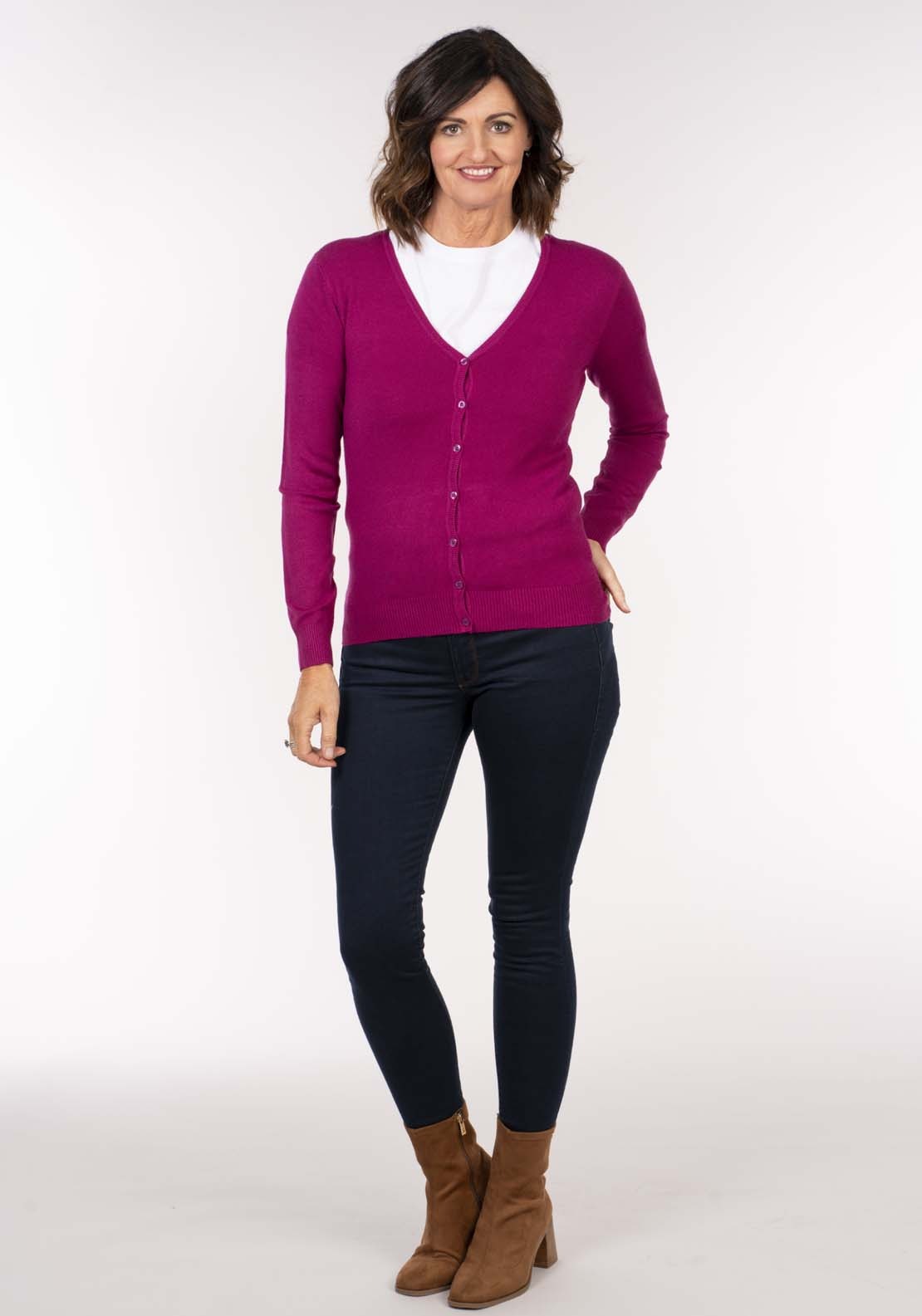 Tea Lane Basic Cardigan - Red 4 Shaws Department Stores