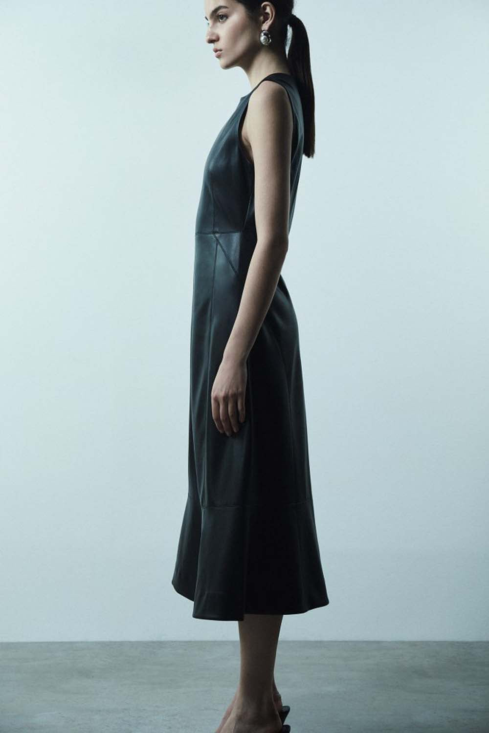 Sfera Leather-effect midi dress - Black 4 Shaws Department Stores
