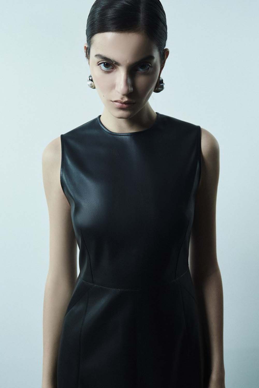 Sfera Leather-effect midi dress - Black 3 Shaws Department Stores