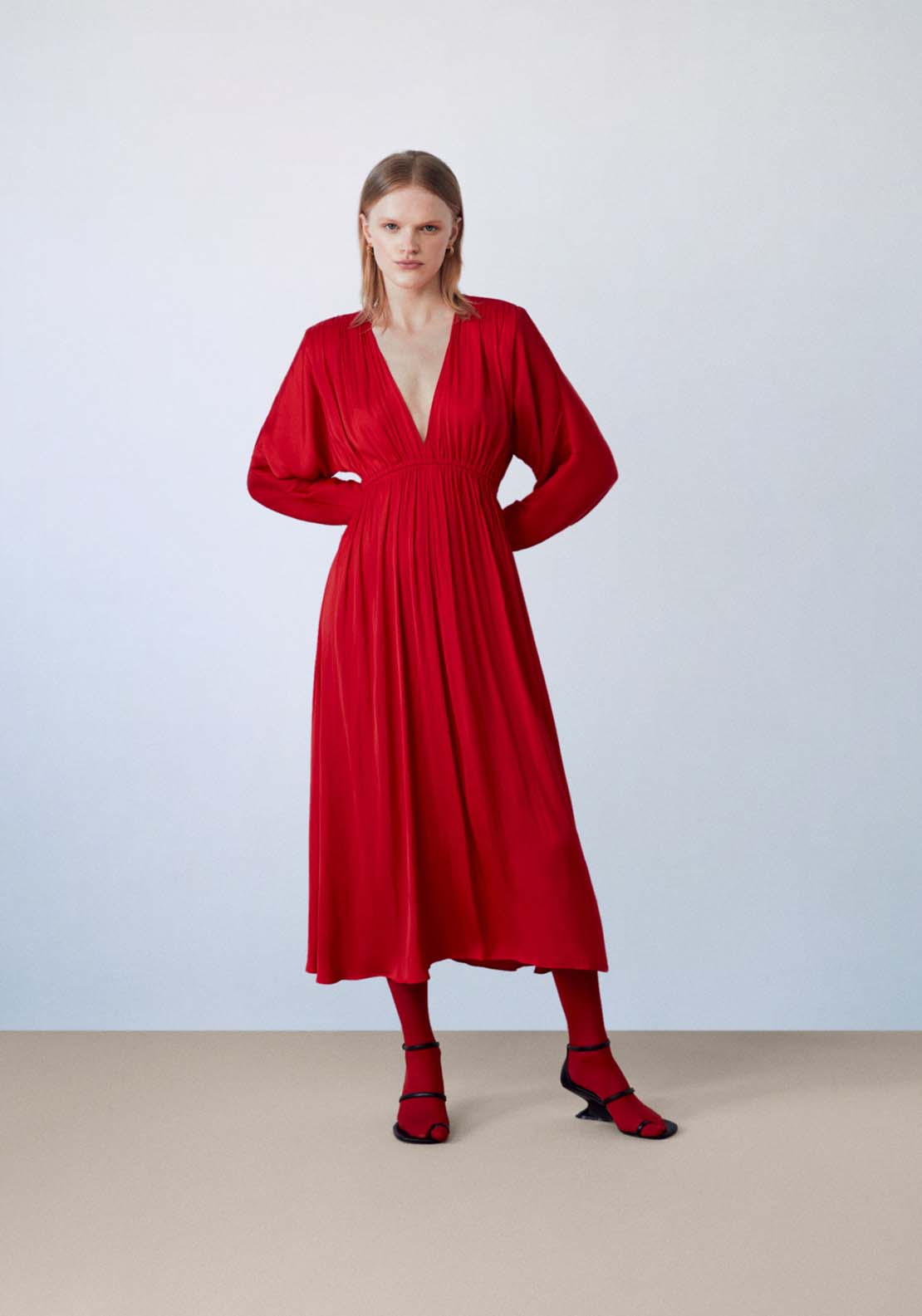 Sfera Midi dress with shoulder pads 1 Shaws Department Stores