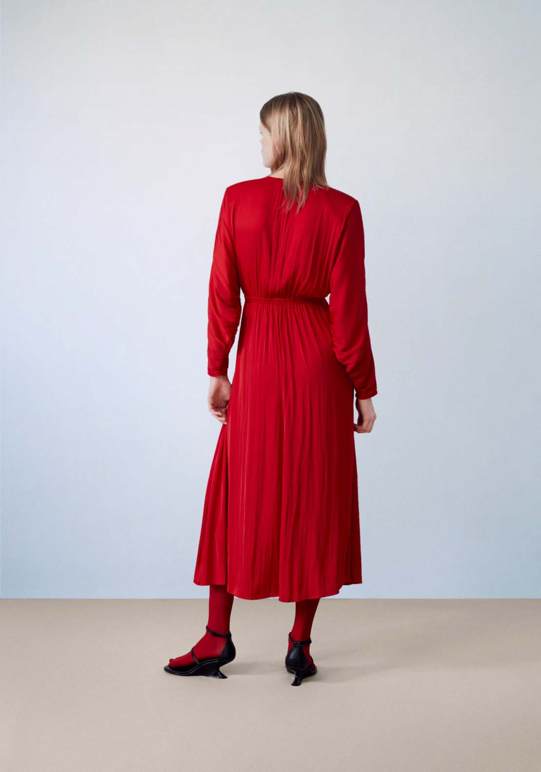 Sfera Midi dress with shoulder pads 3 Shaws Department Stores