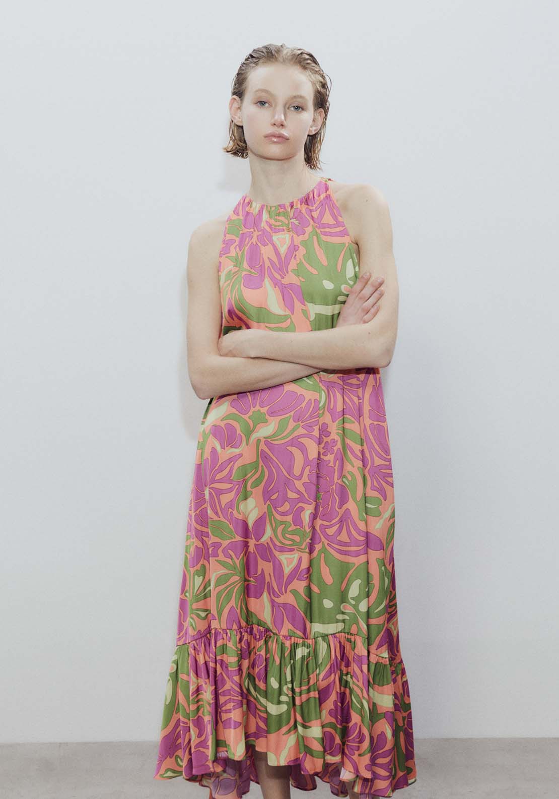 Sfera Printed halter-neck dress 4 Shaws Department Stores