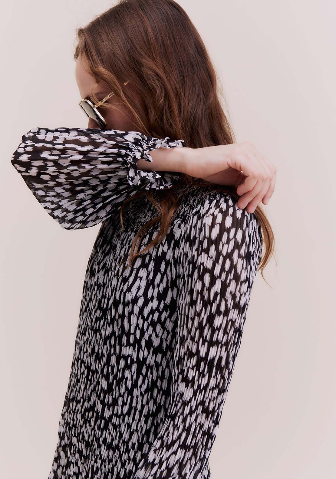 Sfera Printed mini dress - Black 8 Shaws Department Stores