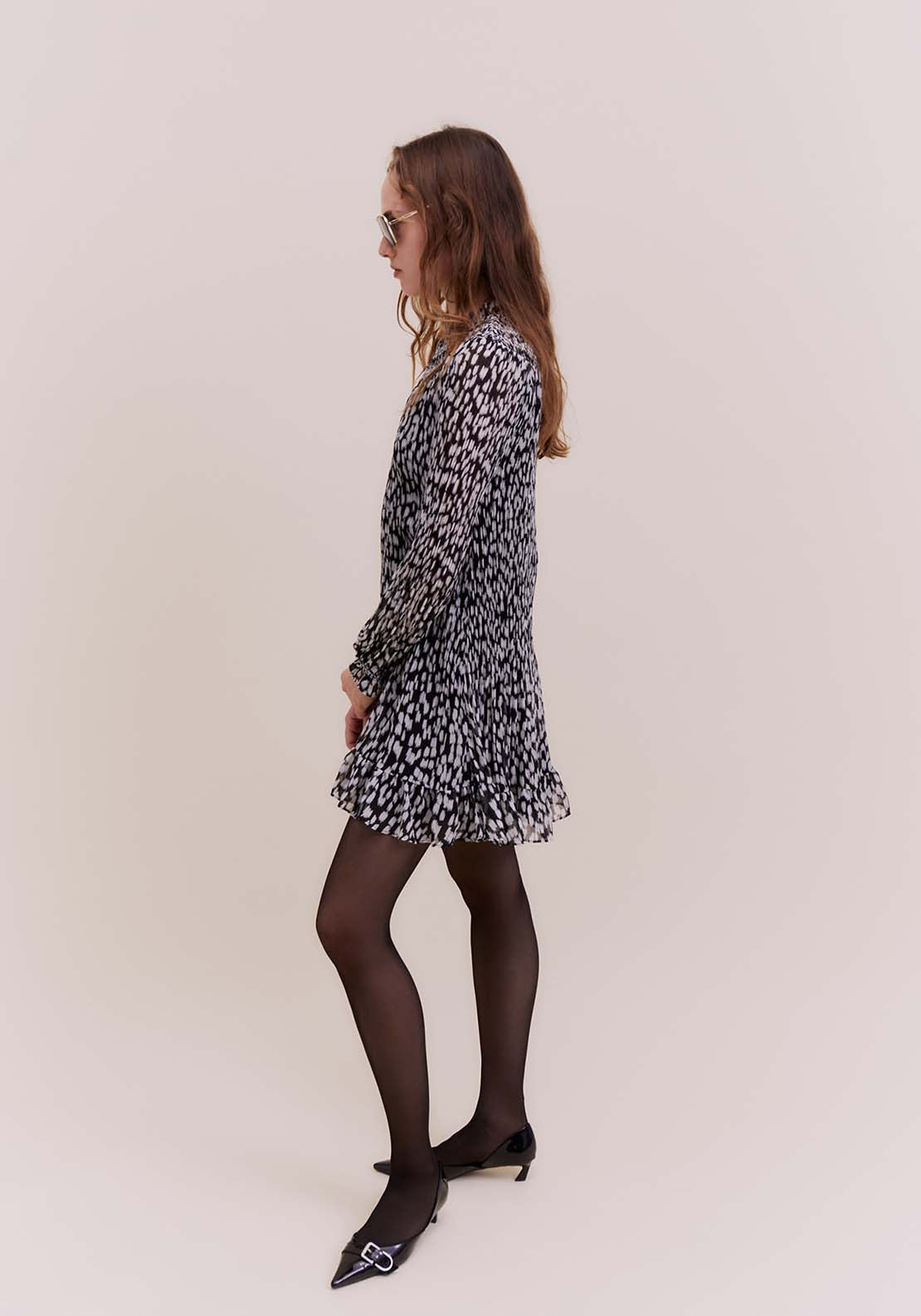Sfera Printed mini dress - Black 2 Shaws Department Stores