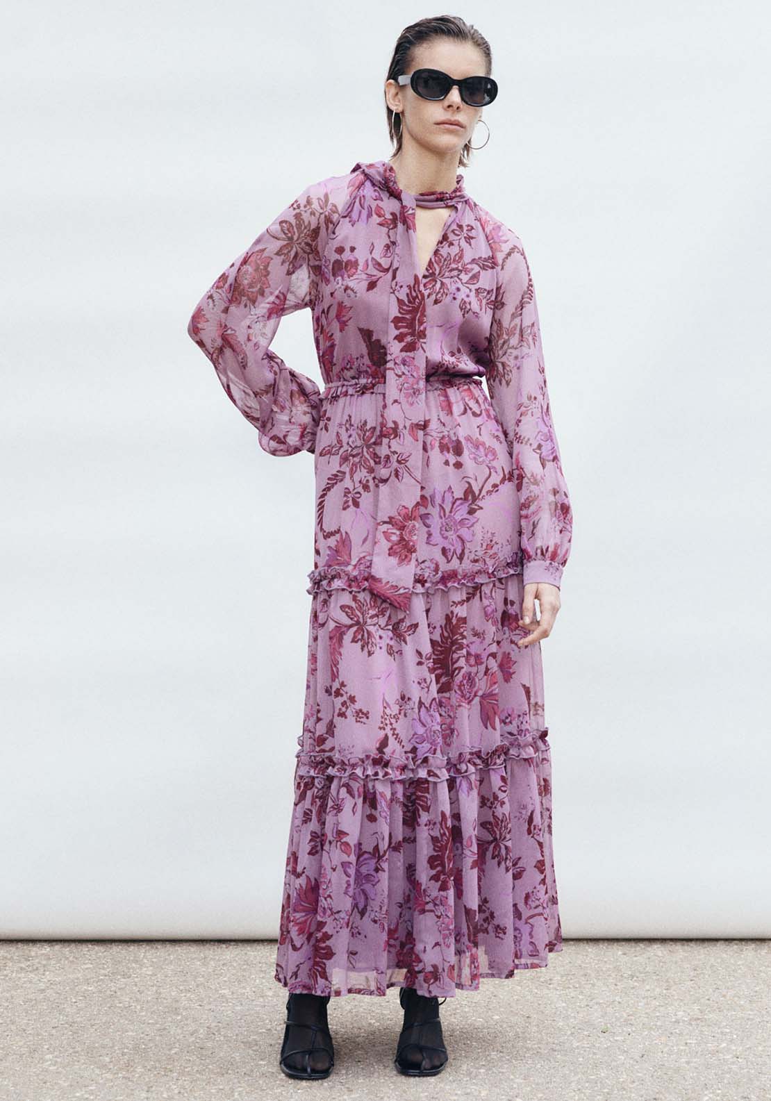 Sfera Long Sleeve Printed Dress - Print Pink 1 Shaws Department Stores