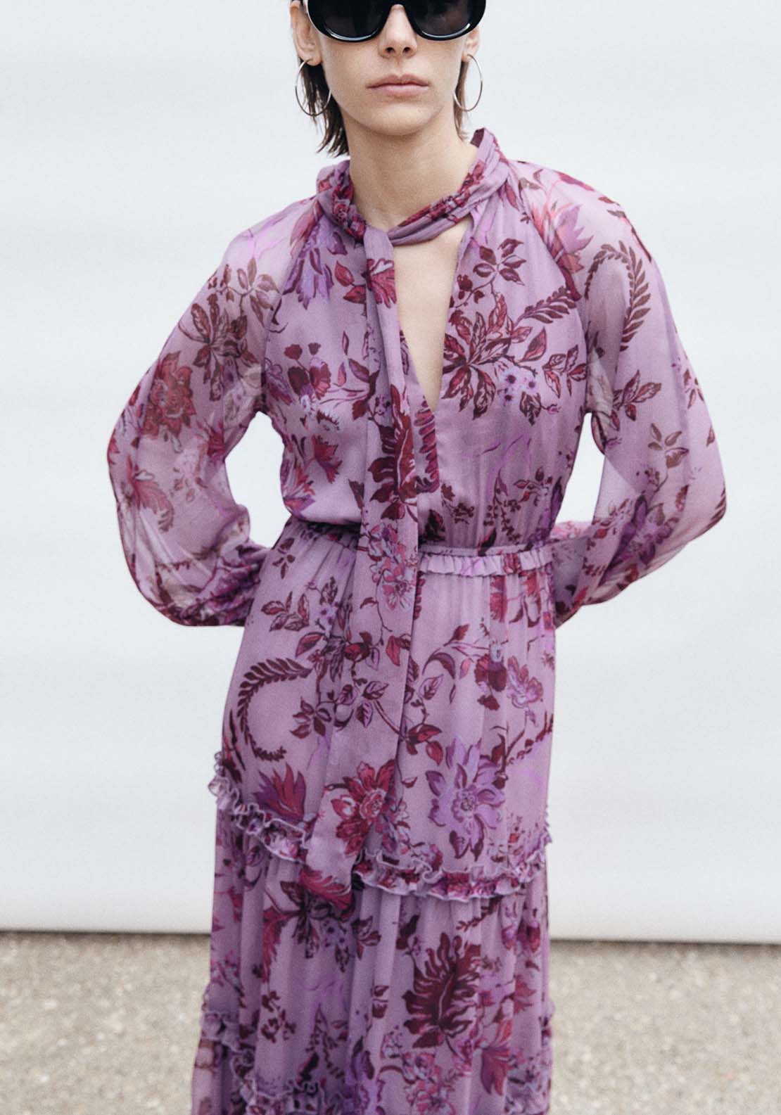 Sfera Long Sleeve Printed Dress - Print Pink 3 Shaws Department Stores