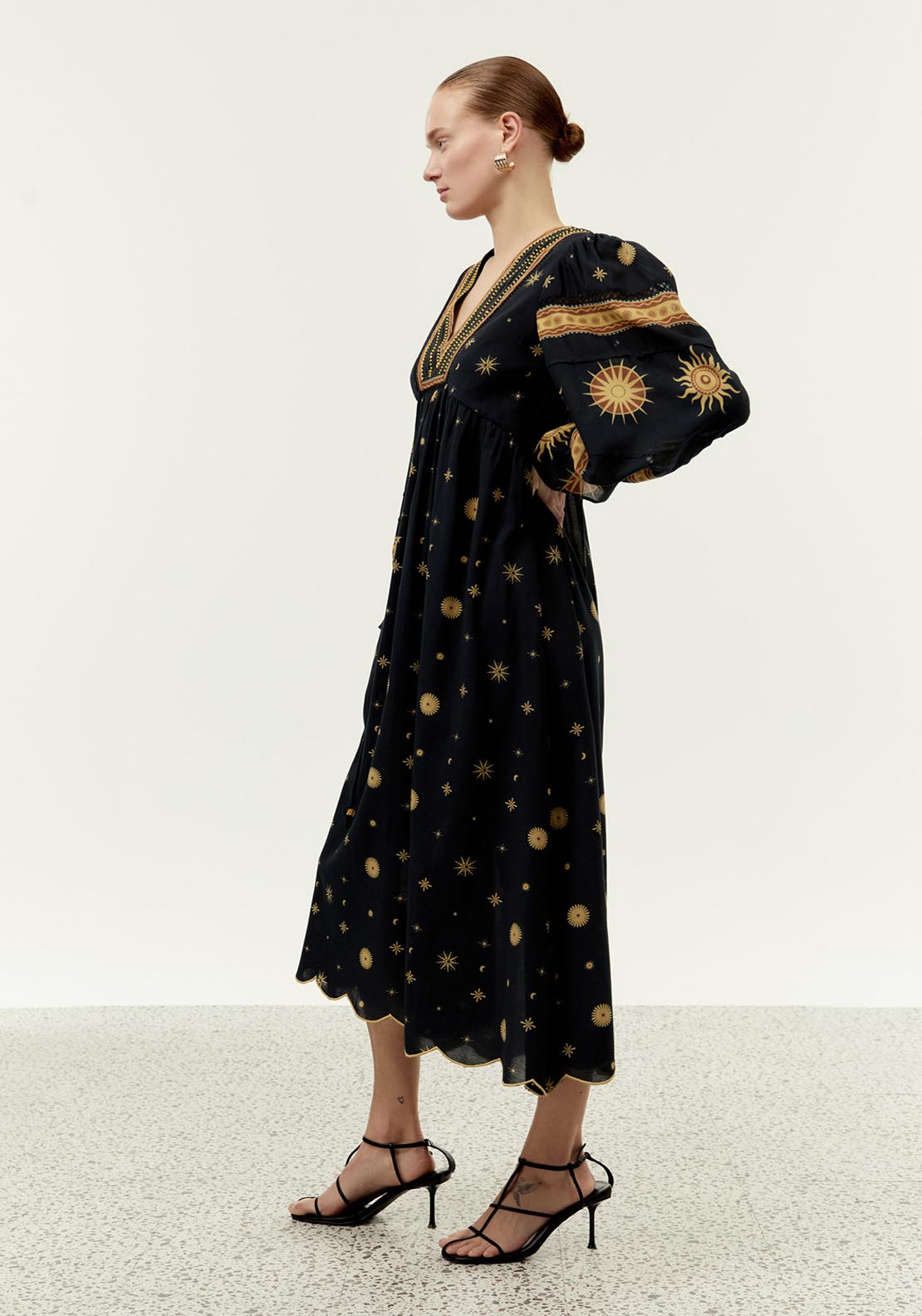 Sfera Long printed dress - Print Green 4 Shaws Department Stores