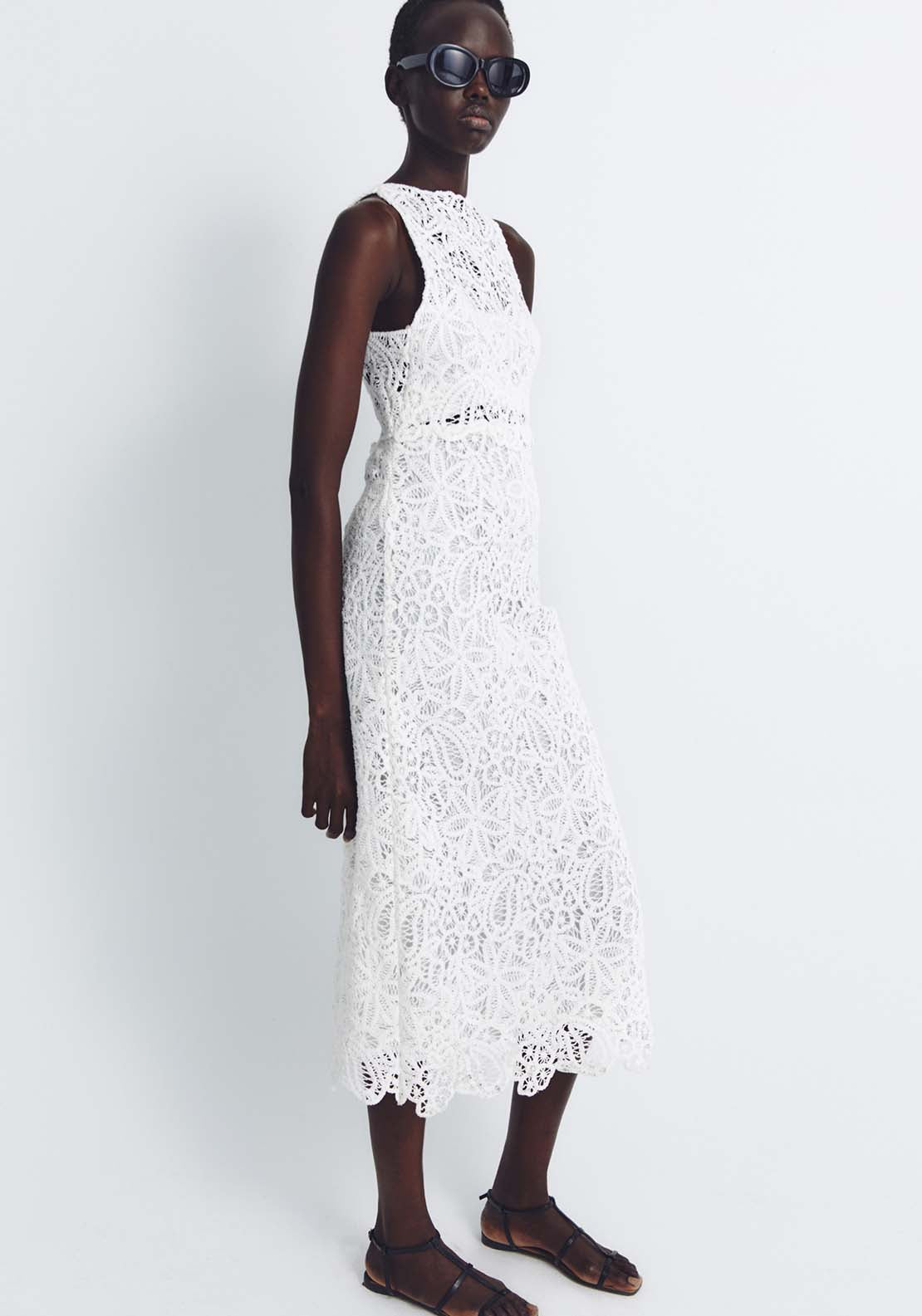 Sfera Guipure Dress - White 4 Shaws Department Stores