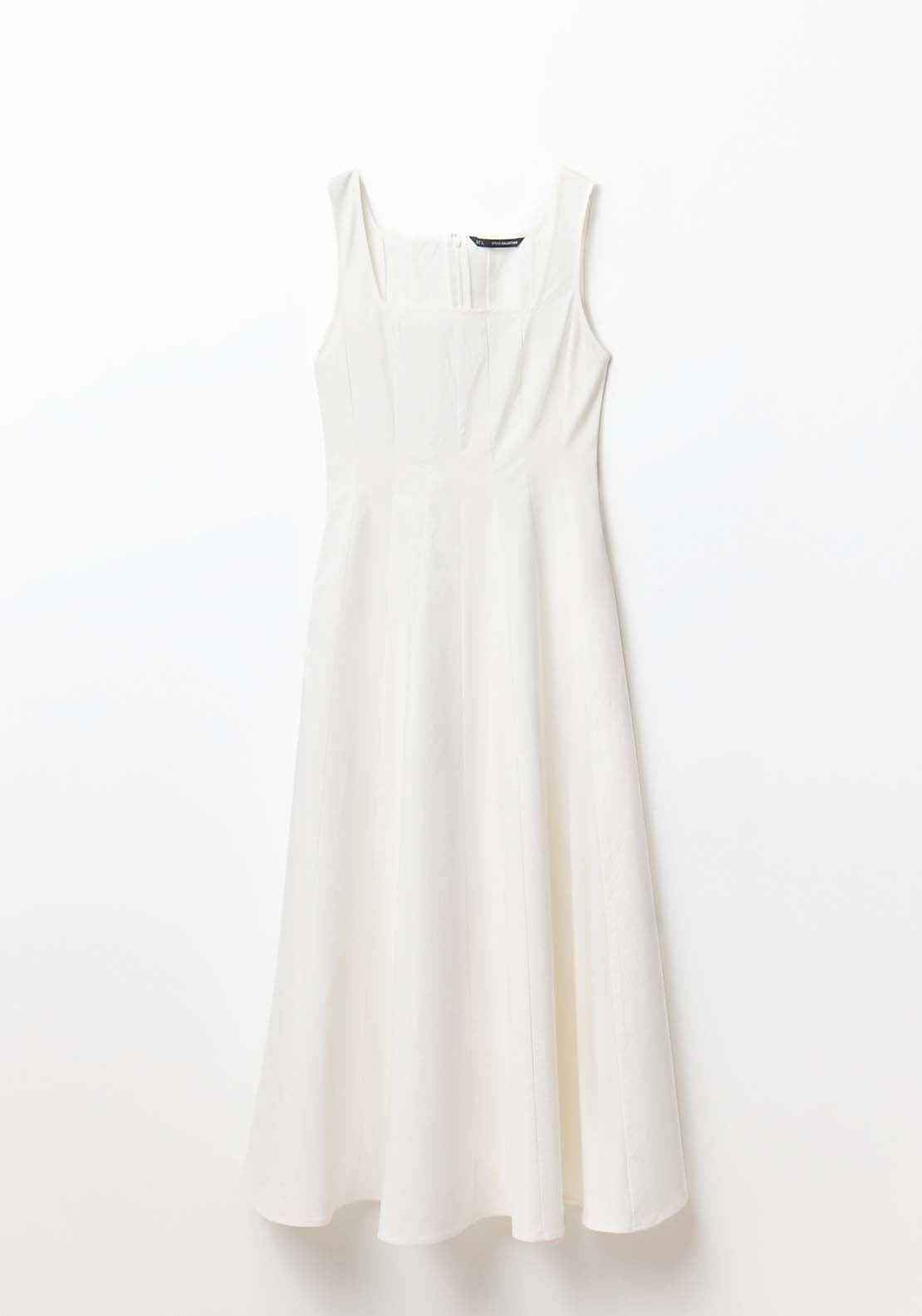 Sfera Square Neck Dress - White 5 Shaws Department Stores