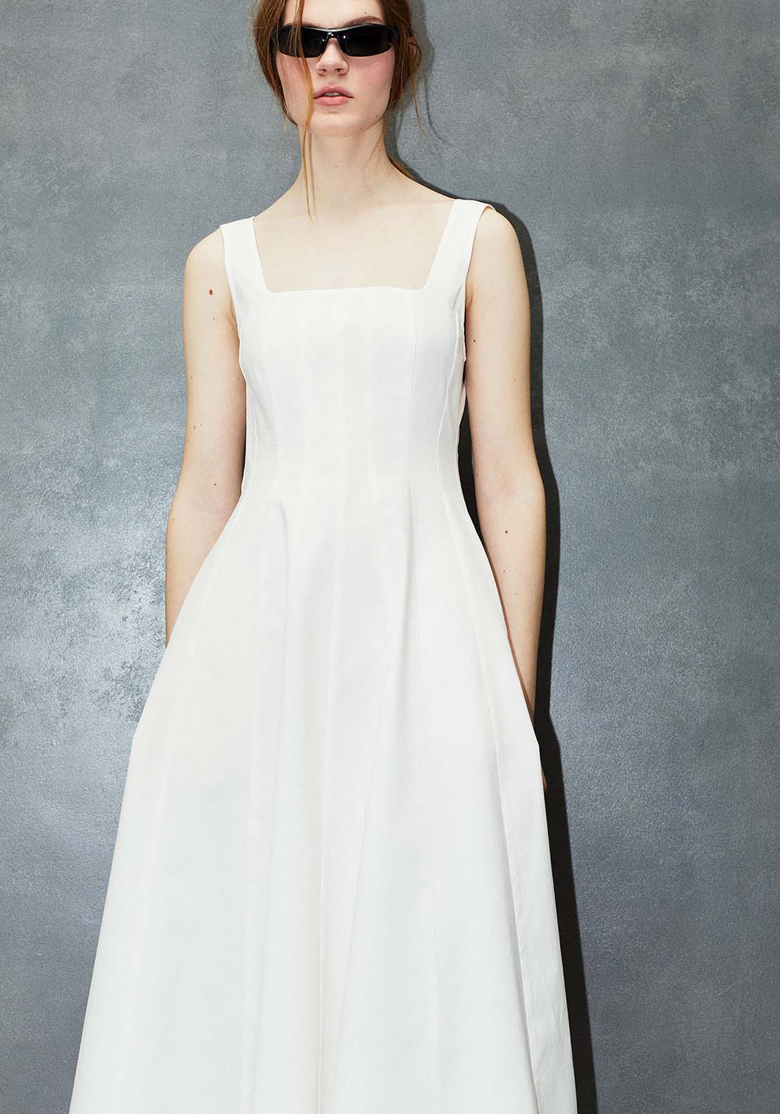 Sfera Square Neck Dress - White 1 Shaws Department Stores