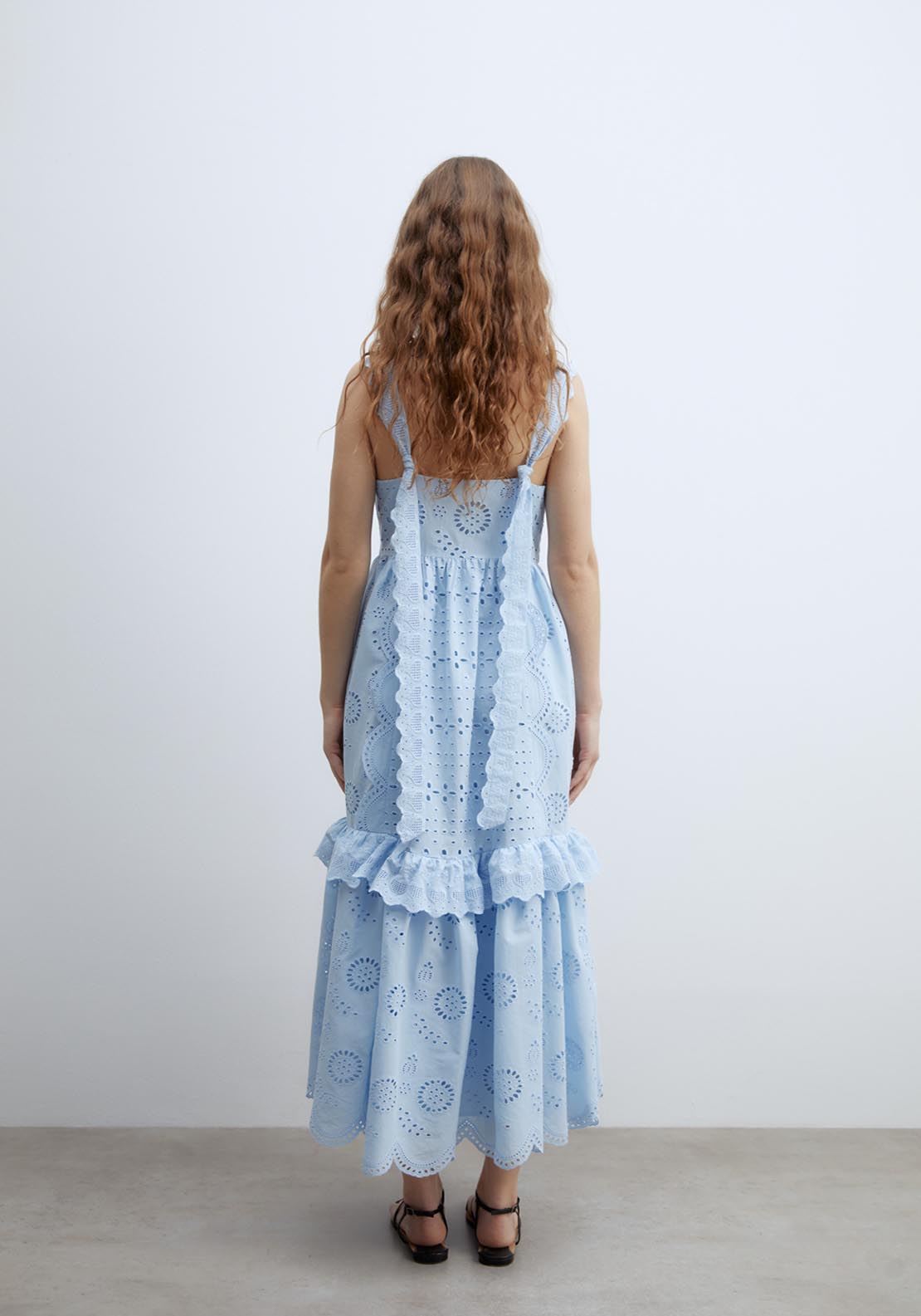 Sfera Sleeveless Schiffli Dress - Light Blue 2 Shaws Department Stores