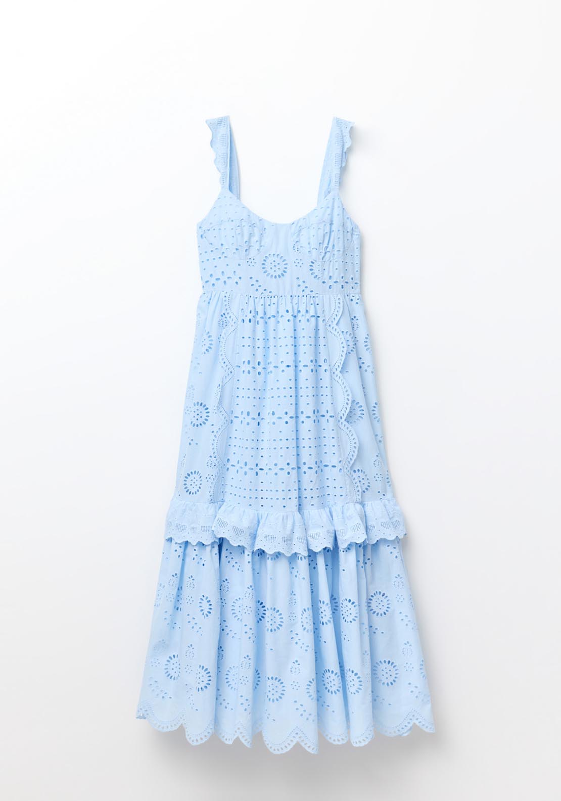 Sfera Sleeveless Schiffli Dress - Light Blue 7 Shaws Department Stores