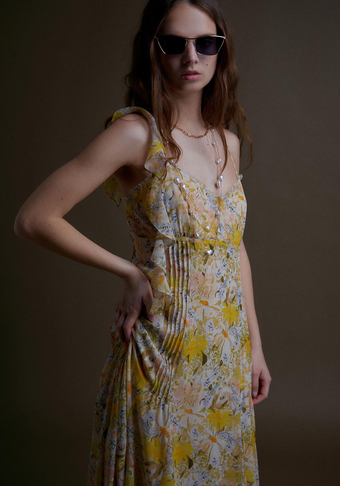 Sfera Long Printed Dress With Straps - Print Amari 4 Shaws Department Stores