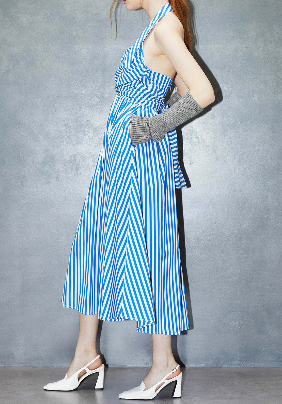 Sfera Stripes Tie Detail Dress - Blue 2 Shaws Department Stores