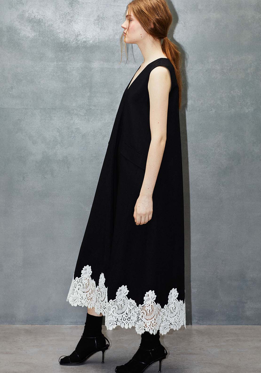 Guipure Hem Dress - Black