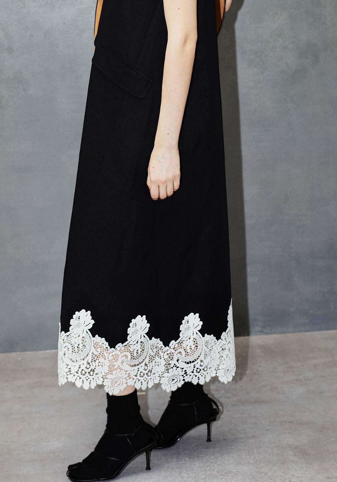 Guipure Hem Dress - Black