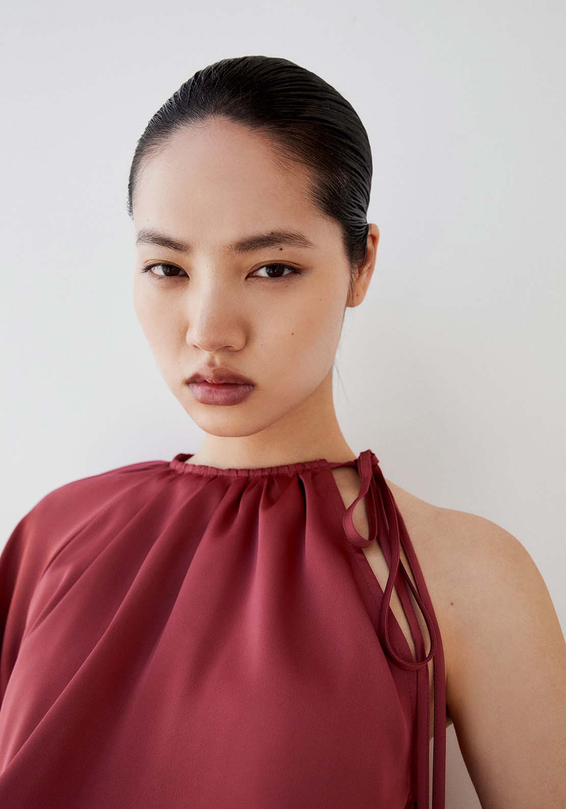 Sfera Plain Asymmetrical Dress - Plum 2 Shaws Department Stores